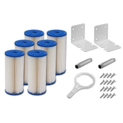 Non-Backwashing Whole House Carbon Water Filter (10″ Full-Flow Housings Sediment Pre & Post Filters & 1″ Ports) -Home Water Filtration System Store FT 1.5 GAC 1 BB 3 l