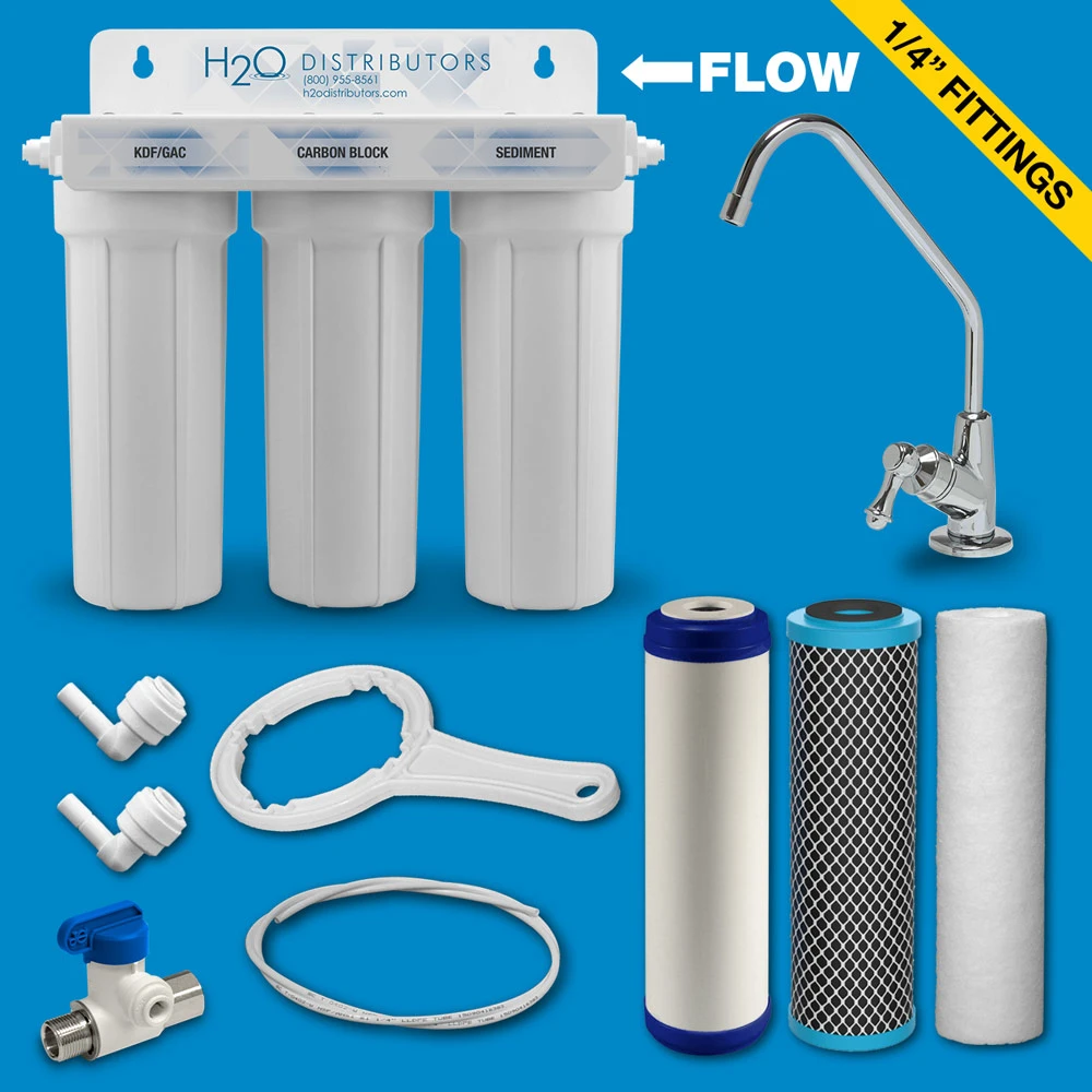 Triple Housing Under-sink Filter W/ Pentek LR-FB10 Cartridge 4 Triple Housing Under-sink Filter W/ Pentek LR-FB10 Cartridge - Image 2