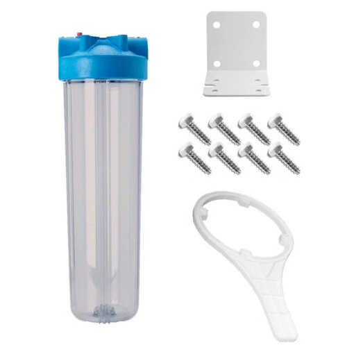 20″ X 4-1/2″ Sediment Filter Housing Kit, Clear -Home Water Filtration System Store SFK 20 BBC 1 l