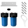 Dual Full Flow/BB Sediment Filter Housing Kit (10″ X 4-1/2″ Blue) 1 Dual Full Flow/BB Sediment Filter Housing Kit (10″ X 4-1/2″ Blue) -Home Water Filtration System Store SFK KIT DUAL 10 BB 1 l