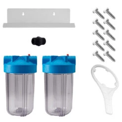Dual Full Flow/BB Sediment Filter Housing Kit (10″ X 4-1/2″ Clear)