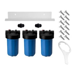 Triple Full Flow/BB Sediment Filter Housing Kit (10″ X 4-1/2″ Blue)