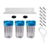Triple Full Flow/BB Sediment Filter Housing Kit (10″ X 4-1/2″ Clear) -Home Water Filtration System Store SFK KIT TRIPLE 10 BBC 1 l 1