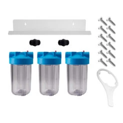 Triple Full Flow/BB Sediment Filter Housing Kit (10″ X 4-1/2″ Clear)
