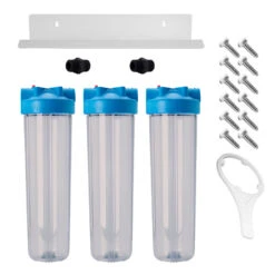 Clear Sediment Filter Housing Kit, Triple 20″ X 4-1/2″ Full Flow/BB