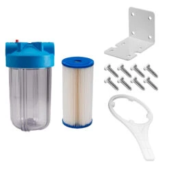 Ultraviolet Sterilizer 1″ Ports System: 10″ X 4-1/2″ Clear 5 Micron Sediment Filter Kit